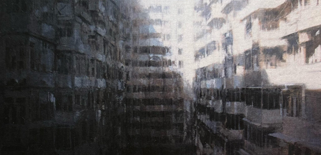 Obra ganadora del concurso: "Arquitectura fantasma", acrílico de Miguel Carlos Montesinos.